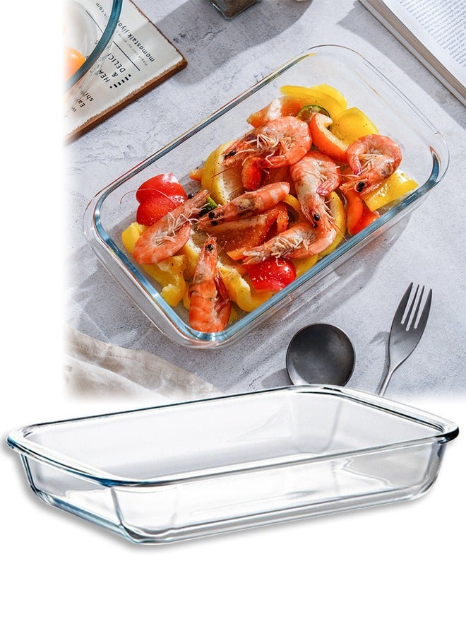 DUNISO Glass Baking Dish for Oven, Single Serving Glass Pan for Cooking, Multi-functional Small Casserole Dish, Rectangular Baking Pan, Heat Resistant Oven Bakeware (1L) - Image 1